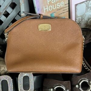 Michael Kors Brown Saffiano Leather Crossbody Bag